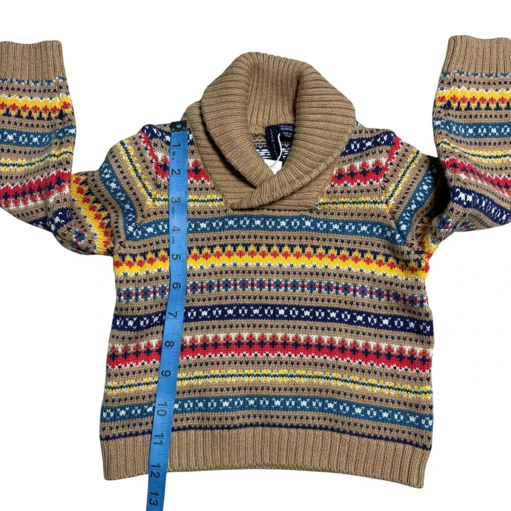 Janie and Jack Kids Fair Isle‎ Shawl Collar Sweater Tan Multi Color 18 24 Months